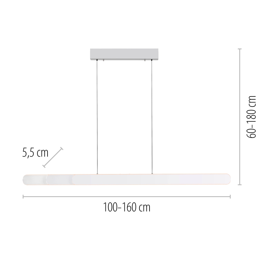 Schöner Wohnen 12577-16 - LED Stmívatelný lustr na lanku ADRIANA ROUND 2xLED/24W/230V 2700/3000/3500/4000/5000K 160 cm bílá