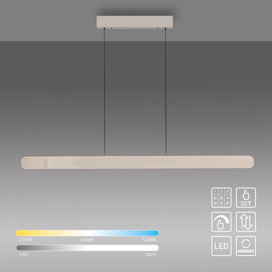 Schöner Wohnen 12577-39 - LED Stmívatelný lustr na lanku ADRIANA ROUND 2xLED/24W/230V 2700/3000/3500/4000/5000K 160 cm šedá
