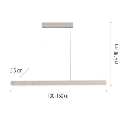 Schöner Wohnen 12577-39 - LED Stmívatelný lustr na lanku ADRIANA ROUND 2xLED/24W/230V 2700/3000/3500/4000/5000K 160 cm šedá