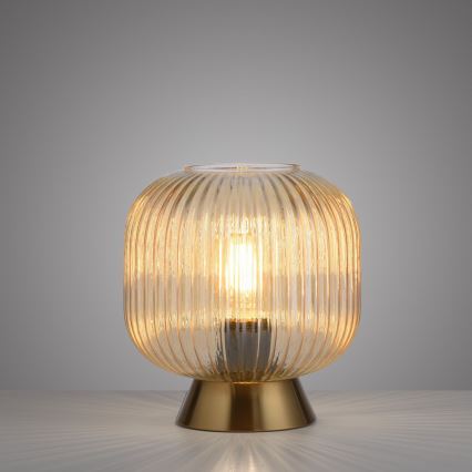 Schöner Wohnen 13573-27 - Stolní lampa NAMI 1xE27/25W/230V zlatá/béžová/kouřová