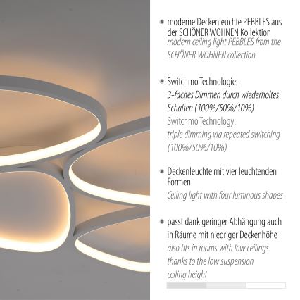 Schöner Wohnen 14038-16 - LED Stmívatelné stropní svítidlo PEBBLES LED/35,5W/230V bílá