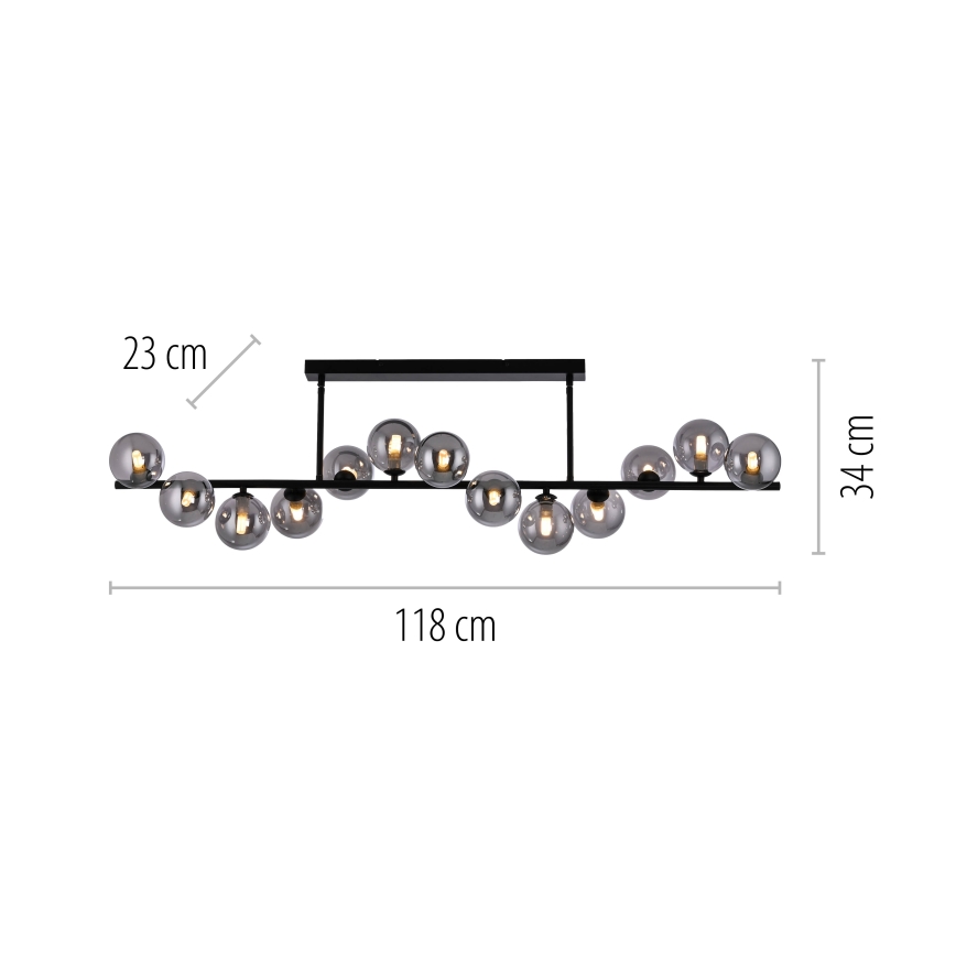 Schöner Wohnen 14505-18 - LED Lustr na tyči DUBAI 13xG9/3W/230V černá/kouřová