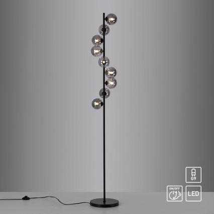 Schöner Wohnen 14506-18 - LED Stojací lampa DUBAI 9xG9/3W/230V černá/kouřová