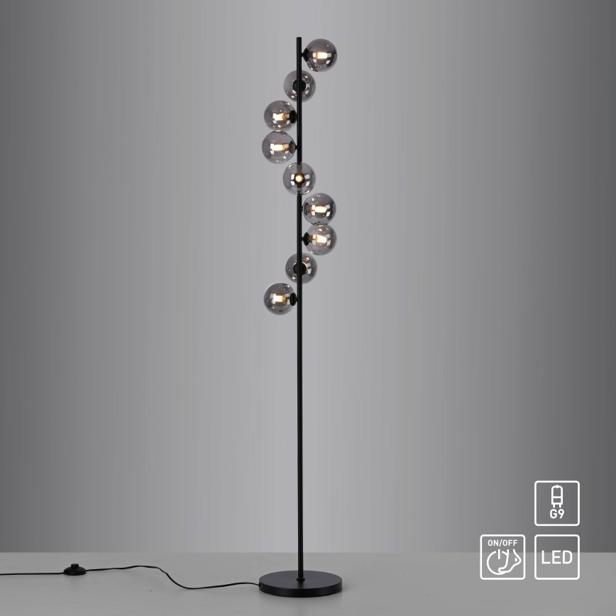 Schöner Wohnen 14506-18 - LED Stojací lampa DUBAI 9xG9/3W/230V černá/kouřová