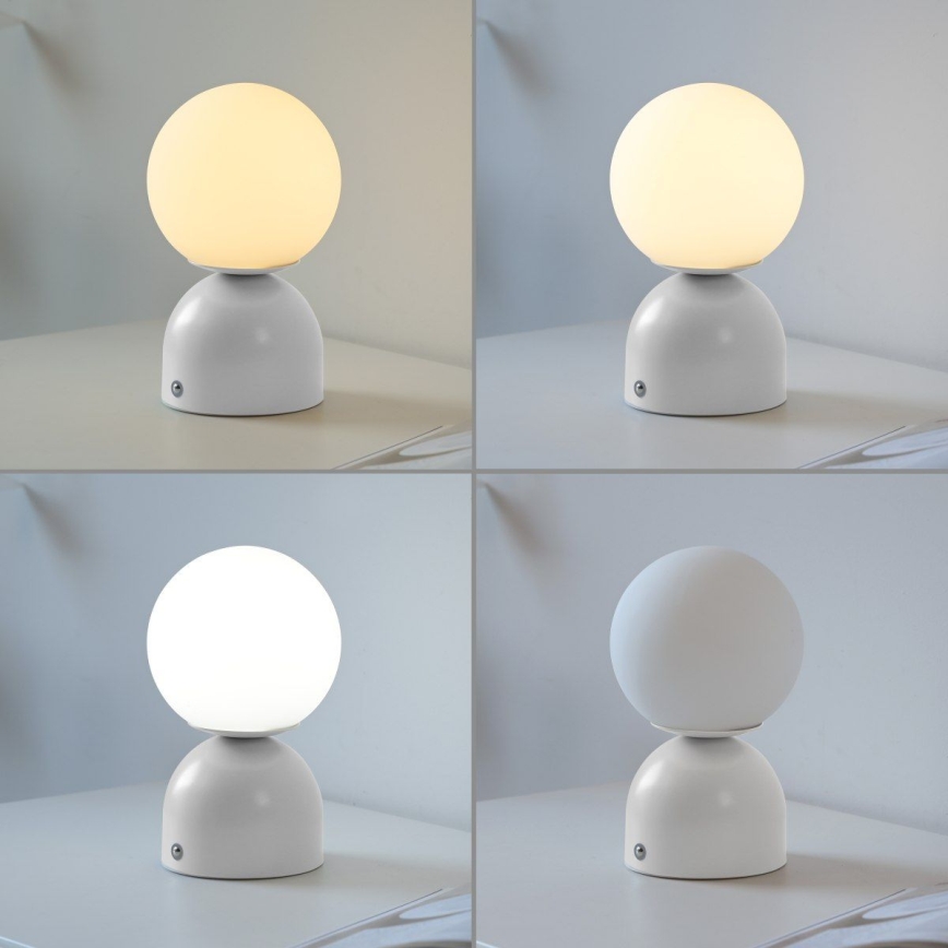 Schöner Wohnen 19218-16 - LED Stmívatelná dotyková nabíjecí stolní lampa RUDI LED/1,2W/5V 3000-6000K 1200 mAh bílá