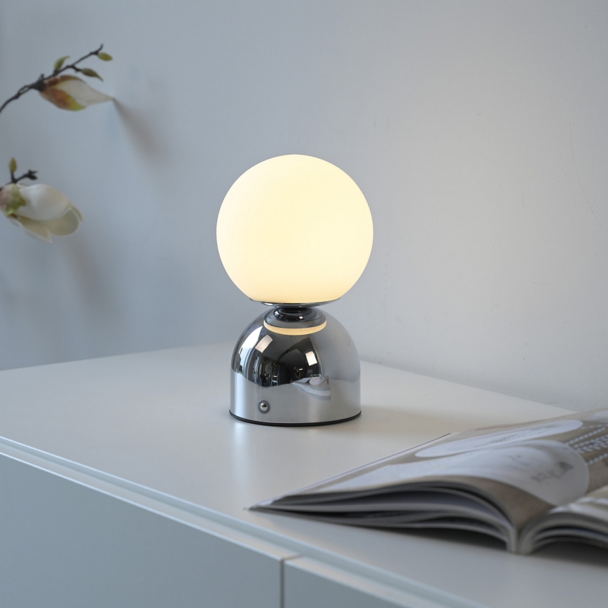 Schöner Wohnen 19218-17 - LED Stmívatelná dotyková nabíjecí stolní lampa RUDI LED/1,2W/5V 3000-6000K 1200 mAh lesklý chrom