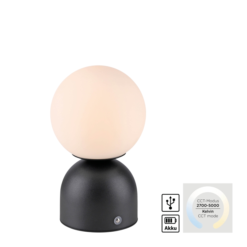 Schöner Wohnen 19218-18 - LED Stmívatelná dotyková nabíjecí stolní lampa RUDI LED/1,2W/5V 3000-6000K 1200 mAh černá