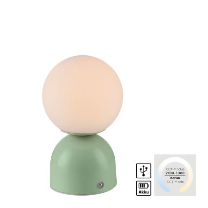 Schöner Wohnen 19218-43 - LED Stmívatelná dotyková nabíjecí stolní lampa RUDI LED/1,2W/5V 3000-6000K 1200 mAh zelená