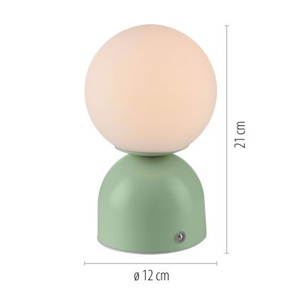 Schöner Wohnen 19218-43 - LED Stmívatelná dotyková nabíjecí stolní lampa RUDI LED/1,2W/5V 3000-6000K 1200 mAh zelená