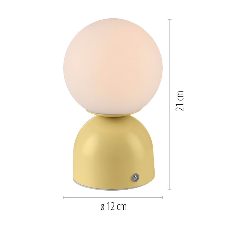 Schöner Wohnen 19218-81 - LED Stmívatelná dotyková nabíjecí stolní lampa RUDI LED/1,2W/5V 3000-6000K 1200 mAh žlutá