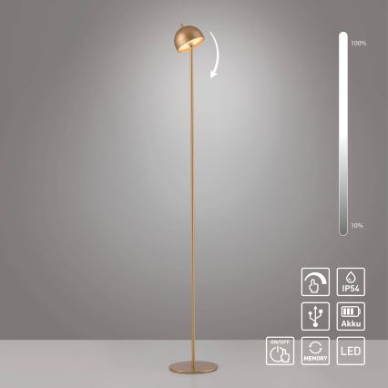 Schöner Wohnen 19245-12 - LED Stmívatelná dotyková nabíjecí venkovní stojací lampa BELLIS LED/2,5W/5V 2600 mAh IP54 zlatá