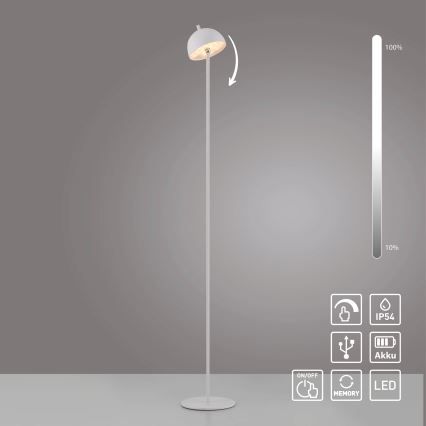 Schöner Wohnen 19245-16 - LED Stmívatelná dotyková nabíjecí venkovní stojací lampa BELLIS LED/2,5W/5V 2600 mAh IP54 bílá