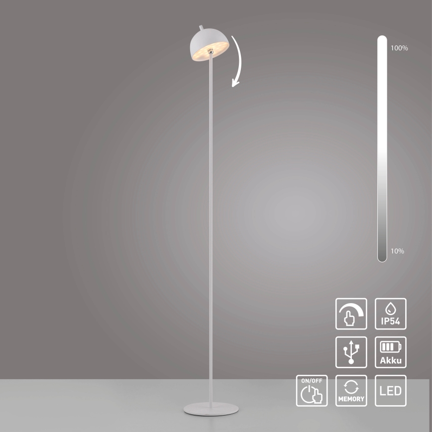 Schöner Wohnen 19245-16 - LED Stmívatelná dotyková nabíjecí venkovní stojací lampa BELLIS LED/2,5W/5V 2600 mAh IP54 bílá