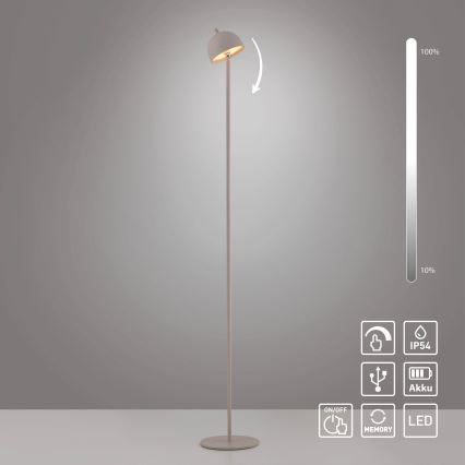 Schöner Wohnen 19245-39 - LED Stmívatelná dotyková nabíjecí venkovní stojací lampa BELLIS LED/2,5W/5V 2600 mAh IP54 šedá