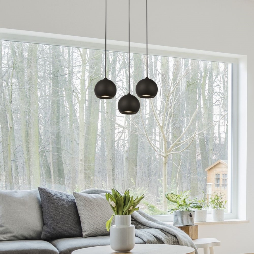 Searchlight - Lustr na lanku EINDHOVEN 3xGU10/50W/230V černá