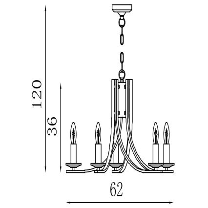 Searchlight - Lustr na řetězu ASCONA 5xE14/60W/230V