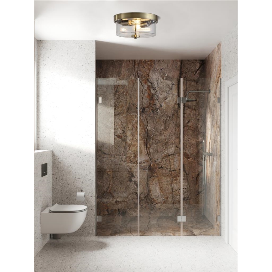 Searchlight - Koupelnové stropní svítidlo PRESTON 2xE27/60W/230V IP44 pr. 33 cm mosaz