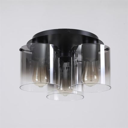 Searchlight - Stropní svítidlo SWEDEN 3xE27/60W/230V pr. 39 cm černá/kouřová