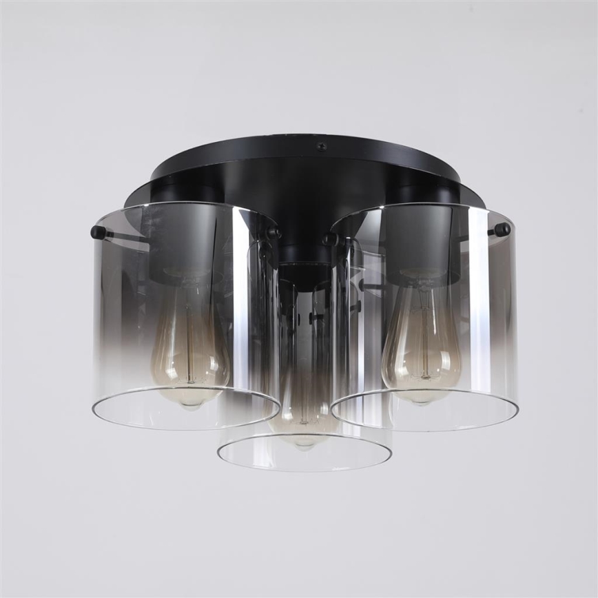 Searchlight - Stropní svítidlo SWEDEN 3xE27/60W/230V pr. 39 cm černá/kouřová