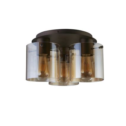Searchlight - Stropní svítidlo SWEDEN 3xE27/60W/230V pr. 39 cm hnědá/kouřová