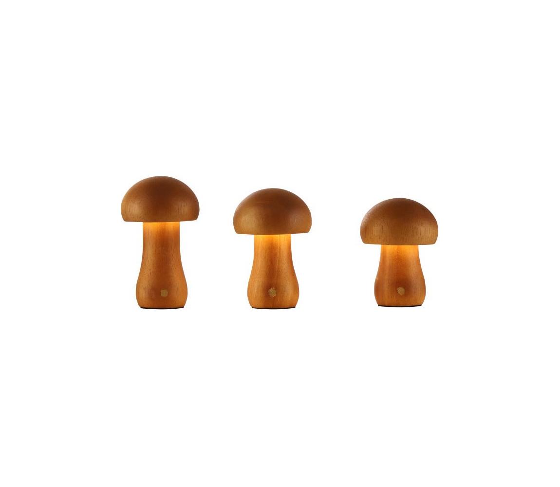 Searchlight EU34125NA - SADA 3x LED Stolní lampa MUSHROOM LED/1,1W/5V 34125NA Hnědá