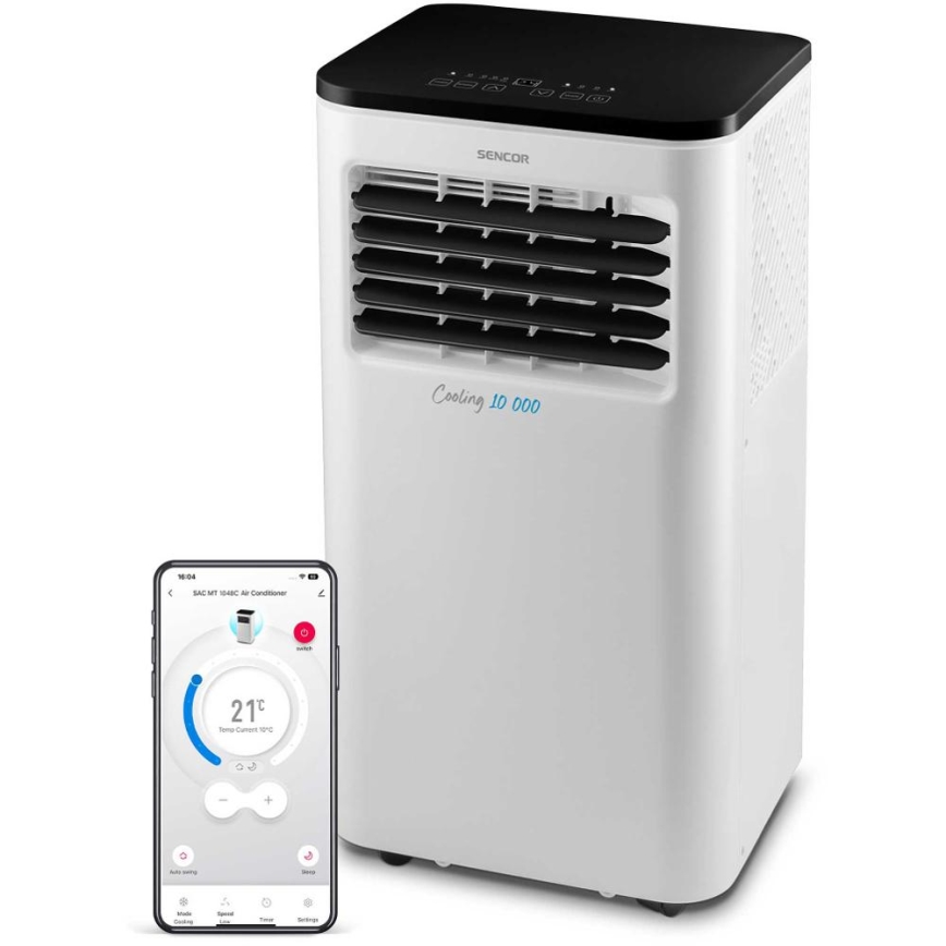 Sencor - Chytrá mobilní klimatizace 3v1 včetně kompletního příslušenství 1050W/230V 10000 BTU Wi-Fi + dálkové ovládání