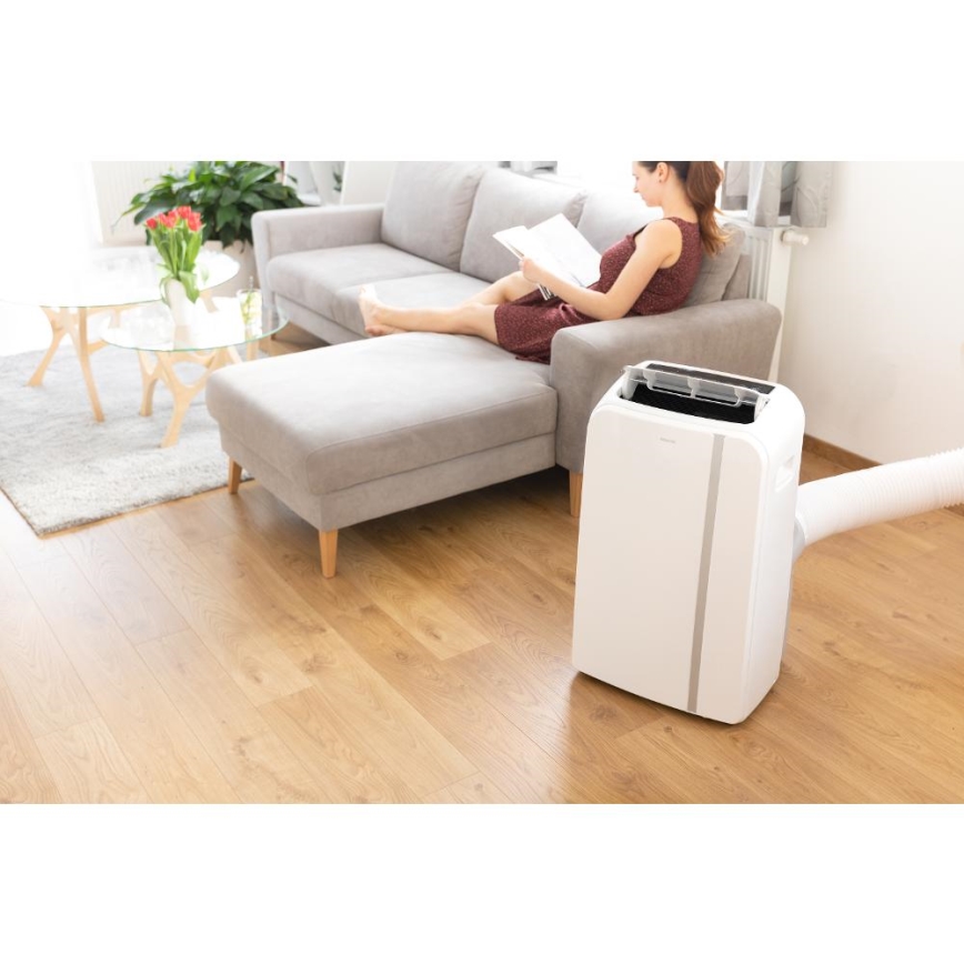 Sencor - Chytrá mobilní klimatizace 3v1 včetně kompletního příslušenství 1450W/230V 12000 BTU Wi-Fi bílá + dálkové ovládání