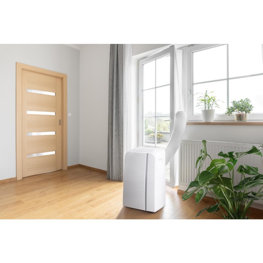 Sencor - Chytrá mobilní klimatizace 3v1 včetně kompletního příslušenství 1450W/230V 12000 BTU Wi-Fi bílá + dálkové ovládání