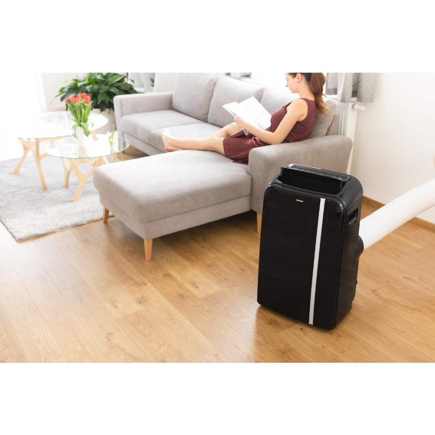 Sencor - Chytrá mobilní klimatizace 3v1 včetně kompletního příslušenství 1450W/230V 12000 BTU Wi-Fi černá + dálkové ovládání