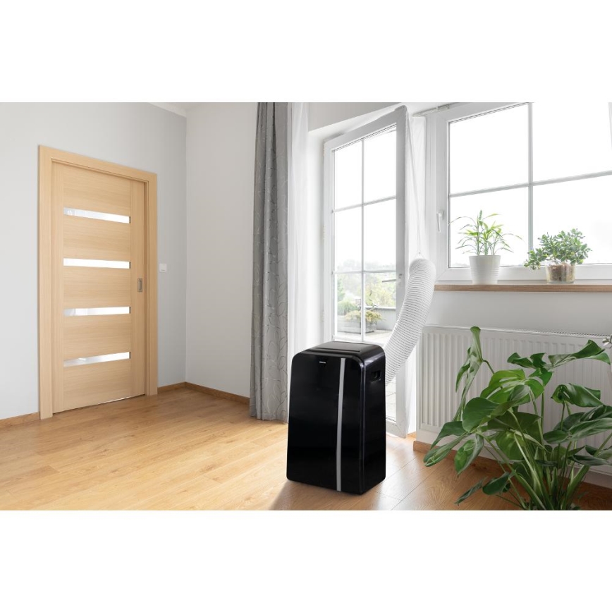 Sencor - Chytrá mobilní klimatizace 3v1 včetně kompletního příslušenství 1450W/230V 12000 BTU Wi-Fi černá + dálkové ovládání