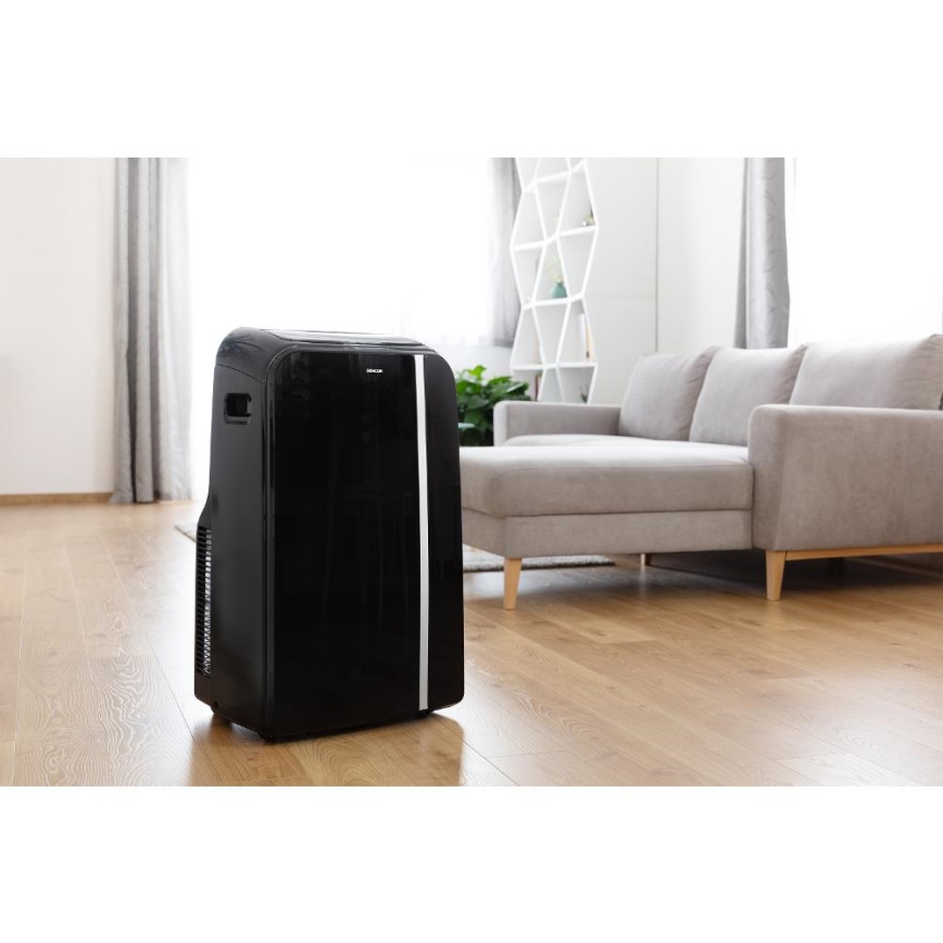 Sencor - Chytrá mobilní klimatizace 3v1 včetně kompletního příslušenství 1450W/230V 12000 BTU Wi-Fi černá + dálkové ovládání