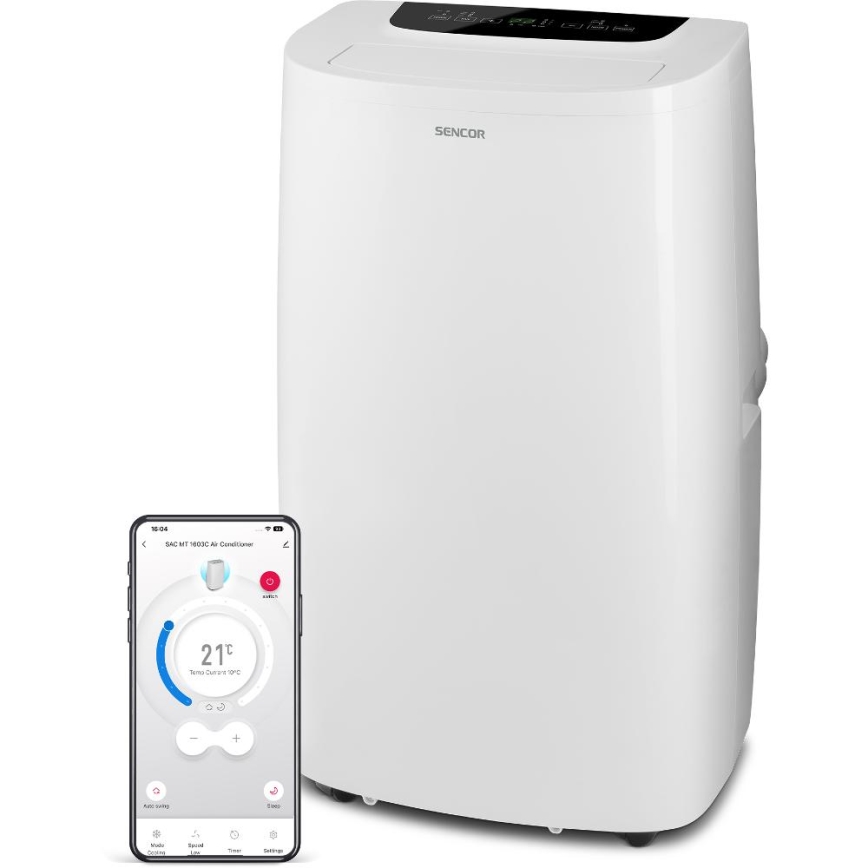Sencor - Chytrá mobilní klimatizace 3v1 včetně kompletního příslušenství 1700W/230V 16000 BTU Wi-Fi + dálkové ovládání