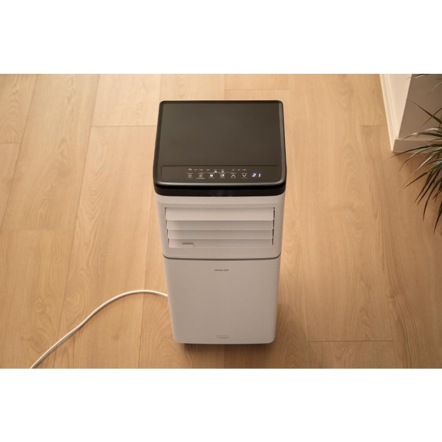 Sencor - Chytrá mobilní klimatizace 3v1 včetně kompletního příslušenství 760W/230V 7000 BTU Wi-Fi bílá + dálkové ovládání
