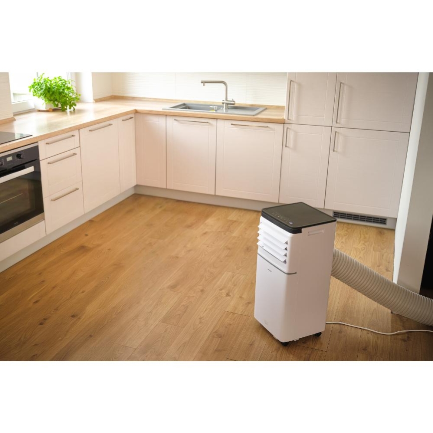 Sencor - Chytrá mobilní klimatizace 3v1 včetně kompletního příslušenství 760W/230V 7000 BTU Wi-Fi bílá + dálkové ovládání