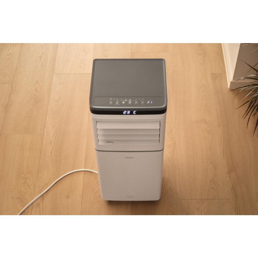 Sencor - Chytrá mobilní klimatizace 3v1 včetně kompletního příslušenství 815W/230V 8000 BTU Wi-Fi bílá + dálkové ovládání