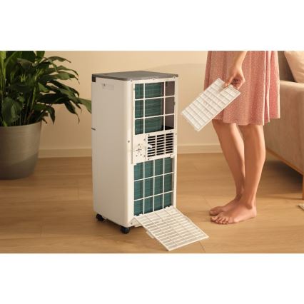 Sencor - Chytrá mobilní klimatizace 3v1 včetně kompletního příslušenství 815W/230V 8000 BTU Wi-Fi bílá + dálkové ovládání