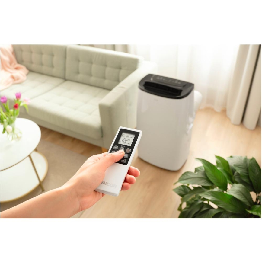 Sencor - Chytrá mobilní klimatizace 4v1 včetně kompletního příslušenství 1700W/230V 12000 BTU Wi-Fi bílá + dálkové ovládání