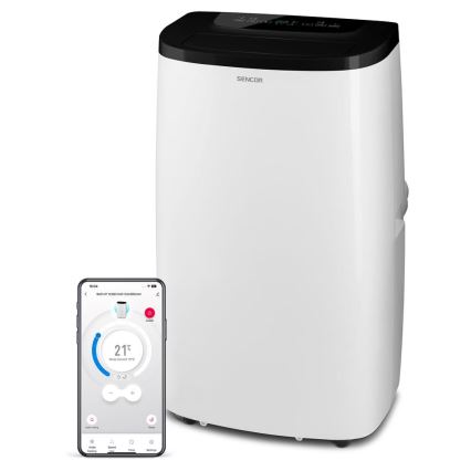 Sencor - Chytrá mobilní klimatizace 4v1 včetně kompletního příslušenství 1700W/230V 12000 BTU Wi-Fi bílá + dálkové ovládání