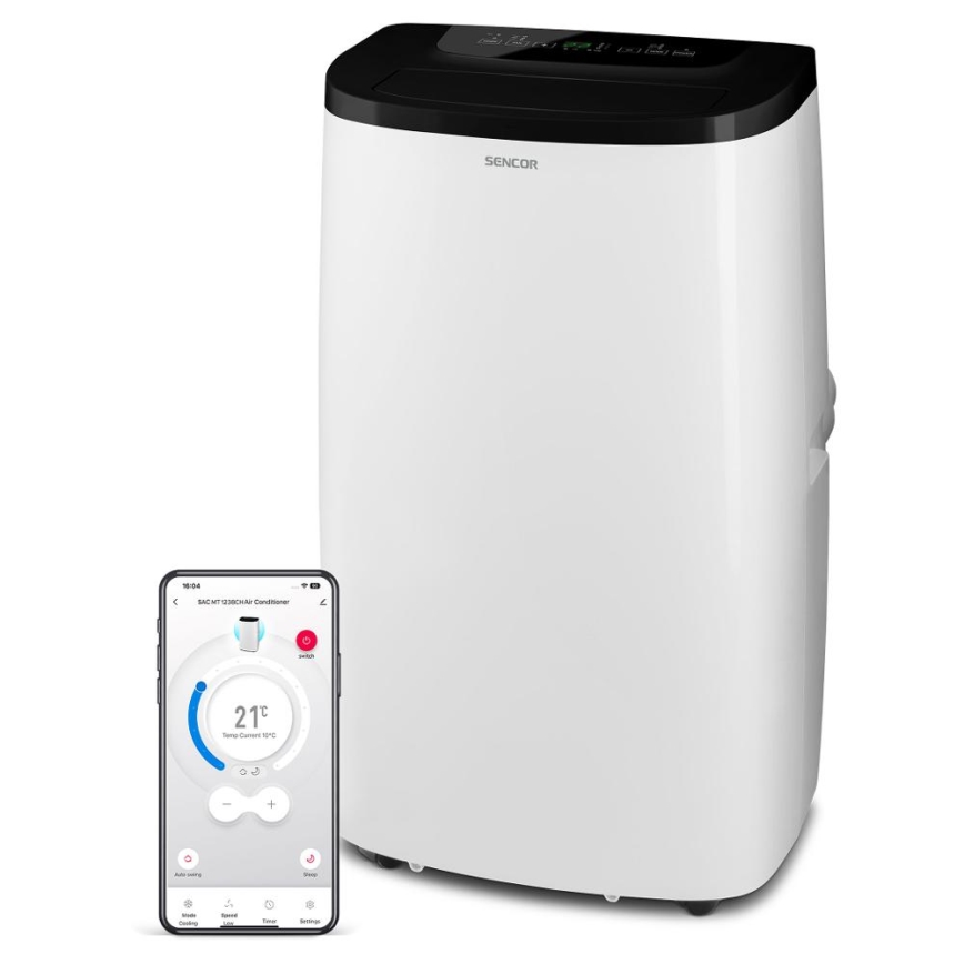 Sencor - Chytrá mobilní klimatizace 4v1 včetně kompletního příslušenství 1700W/230V 12000 BTU Wi-Fi bílá + dálkové ovládání