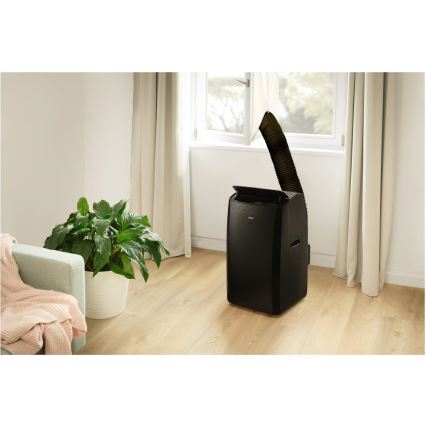 Sencor - Chytrá mobilní klimatizace 4v1 včetně kompletního příslušenství 900W/230V 9000 BTU Wi-Fi černá + dálkové ovládání