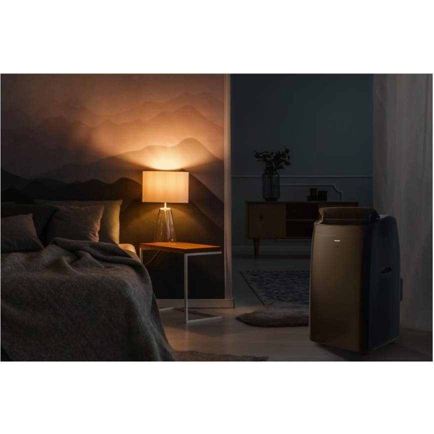 Sencor - Chytrá mobilní klimatizace 4v1 včetně kompletního příslušenství 900W/230V 9000 BTU Wi-Fi černá + dálkové ovládání