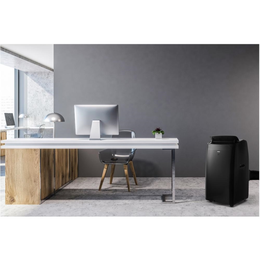 Sencor - Chytrá mobilní klimatizace 4v1 včetně kompletního příslušenství 900W/230V 9000 BTU Wi-Fi černá + dálkové ovládání