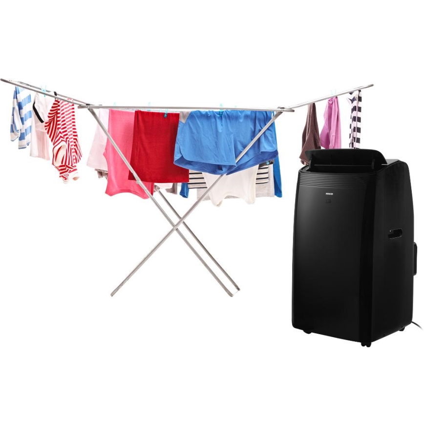 Sencor - Chytrá mobilní klimatizace 4v1 včetně kompletního příslušenství 900W/230V 9000 BTU Wi-Fi černá + dálkové ovládání