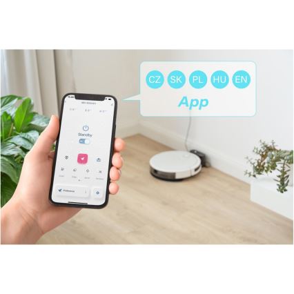 Sencor - Chytrý robotický vysavač s mopem 2v1 28W/2600 mAh Wi-Fi bílá + dálkové ovládání