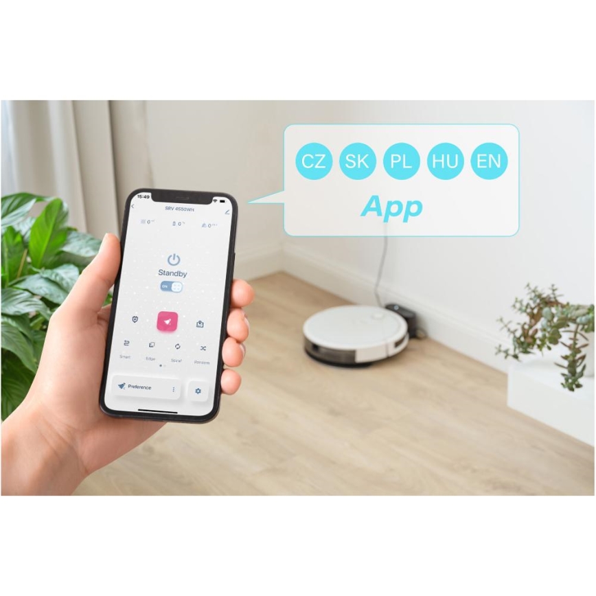 Sencor - Chytrý robotický vysavač s mopem 2v1 28W/2600 mAh Wi-Fi bílá + dálkové ovládání