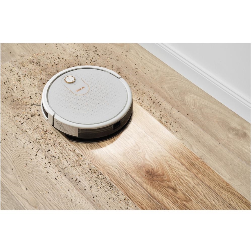 Sencor - Chytrý robotický vysavač s mopem 2v1 28W/2600 mAh Wi-Fi bílá + dálkové ovládání