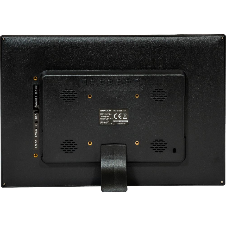 Sencor - Digitální fotorámeček 15,4 s reproduktorem 230V černá + dálkové ovládání