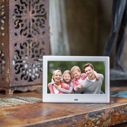 Sencor - Digitální fotorámeček 7 s reproduktorem 230V bílá + dálkové ovládání