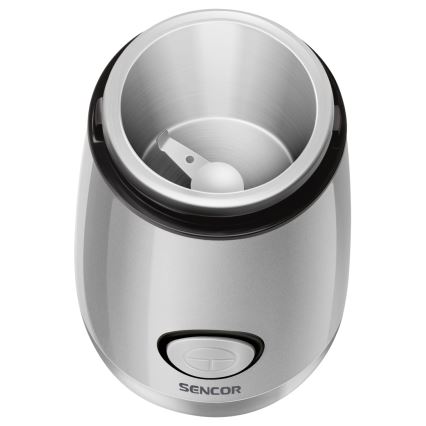 Sencor - Elektrický mlýnek na zrnkovou kávu 60 g 150W/230V bílá/matný chrom