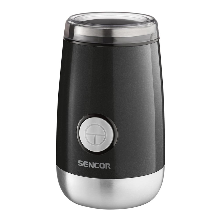 Sencor - Elektrický mlýnek na zrnkovou kávu 60 g 150W/230V černá/matný chrom